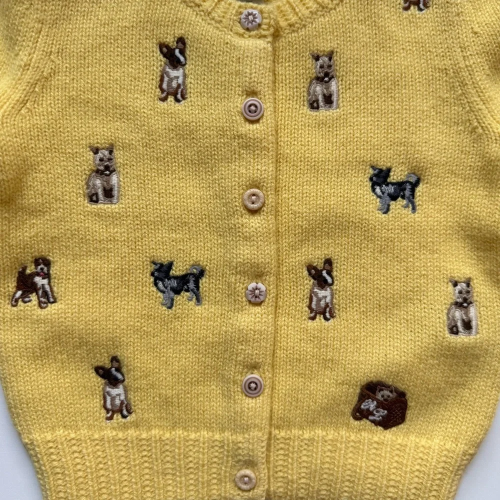 Ralph Lauren Baby Girl Dog Embroidered Wool-Blend Cardigan - Size 9M